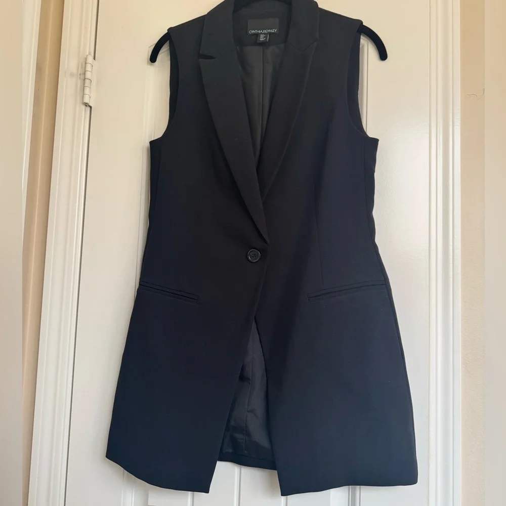 Cynthia Rowley Black Sleeveless Blazer Vest Size S - Picture 2 of 10
